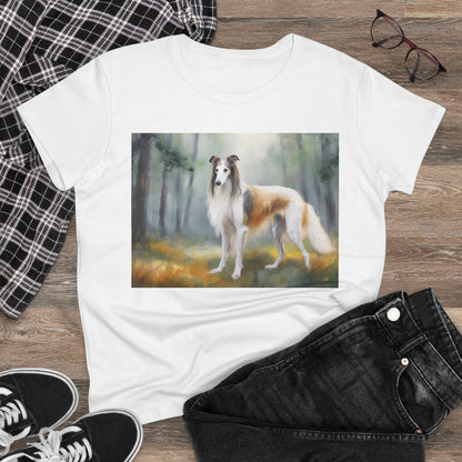 Borzoi 'Russian Wolfhound' Women's Midweight Cotton Tee