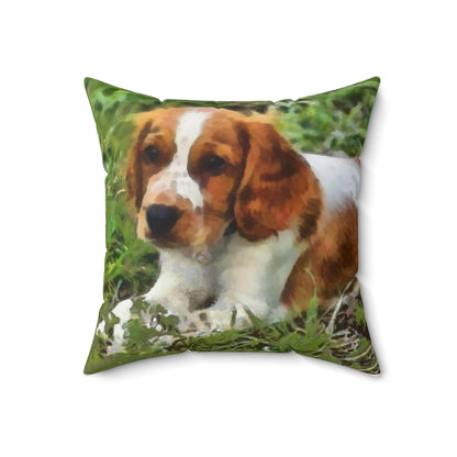Welsh Springer Spaniel Spun Polyester Throw Pillow