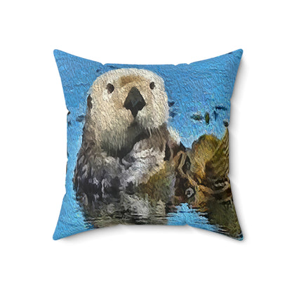 Sea Otter 'Ollie' Spun Polyester Throw Pillow