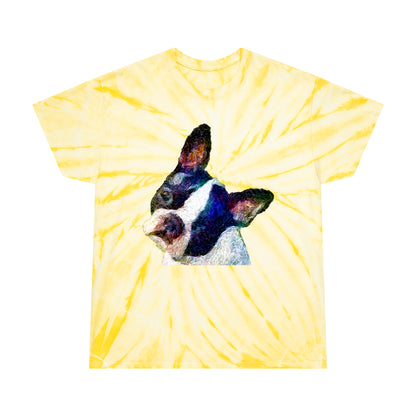 Boston Terrier 'Skipper' Unisex Cotton Tie-Dye Tee in Cyclone