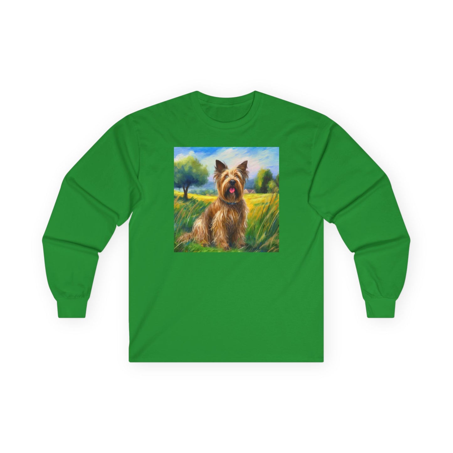 Briard in French Countryside Unisex Cotton Long Sleeve Tee