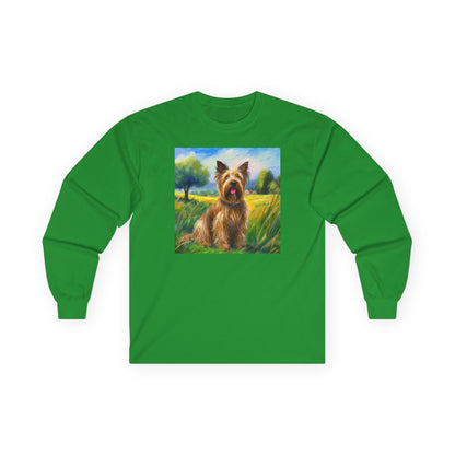 Briard in French Countryside Unisex Cotton Long Sleeve Tee