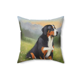 Greater Swiss Mountain Dog Spun Polyester Throw Pillow