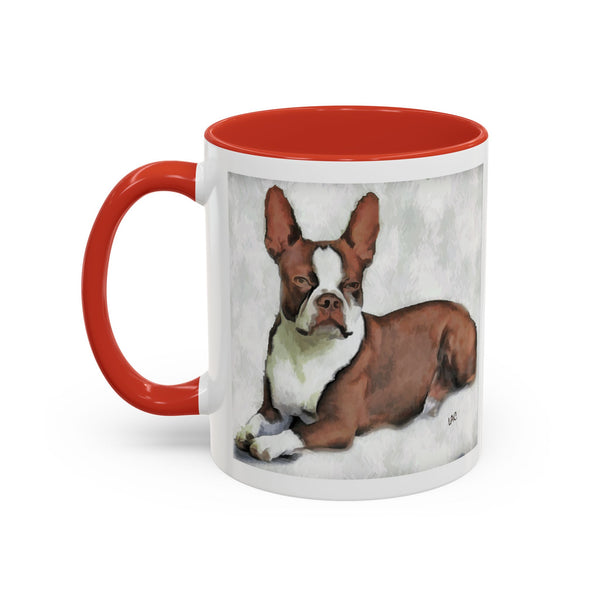 Boston Terrier - Brown & White -  - Accent Ceramic Coffee Mug  - 2 Sizes