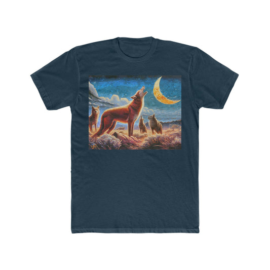 Coyotees in Moonlight Men's Fitted Cotton Crew Tee