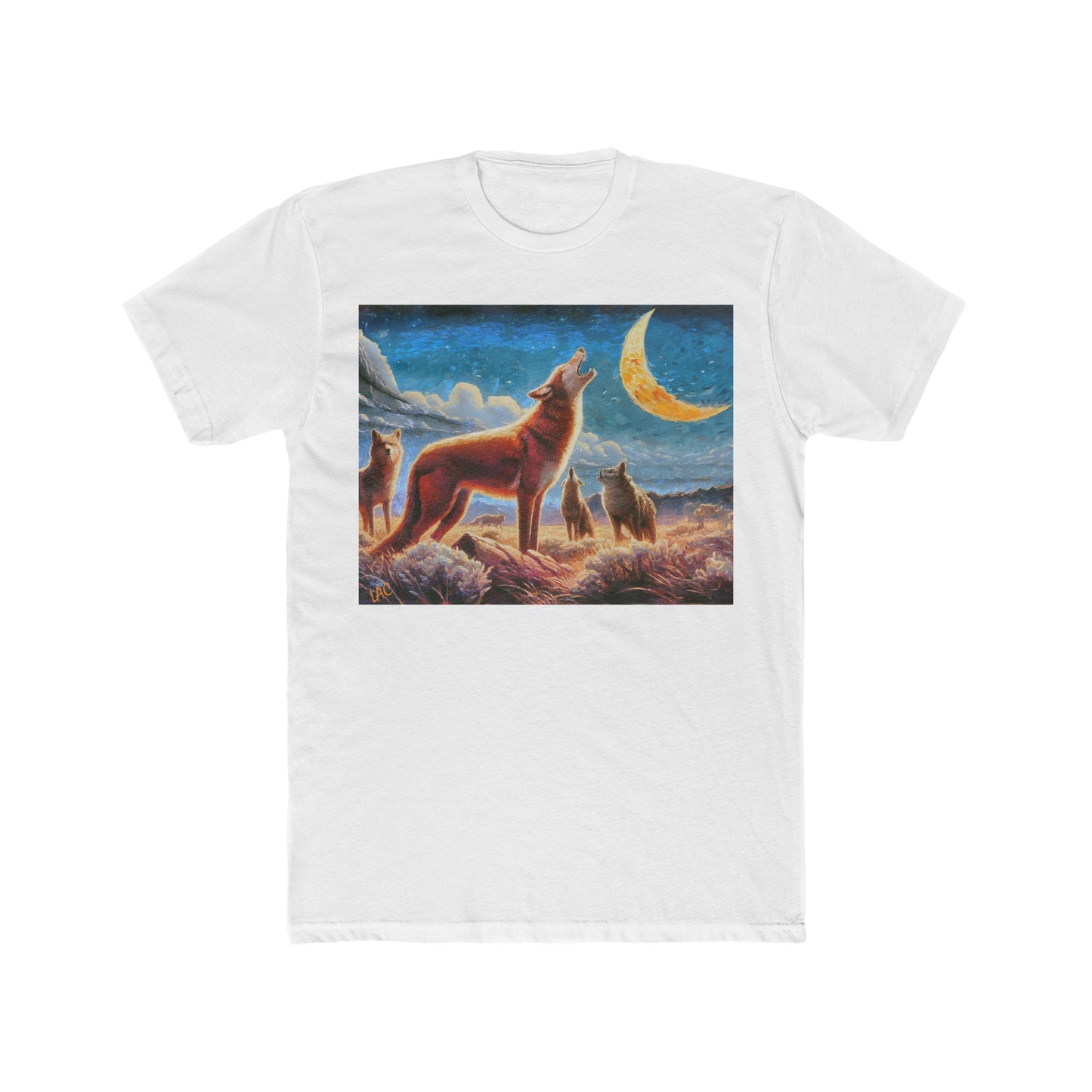 Coyotees in Moonlight Men's Fitted Cotton Crew Tee
