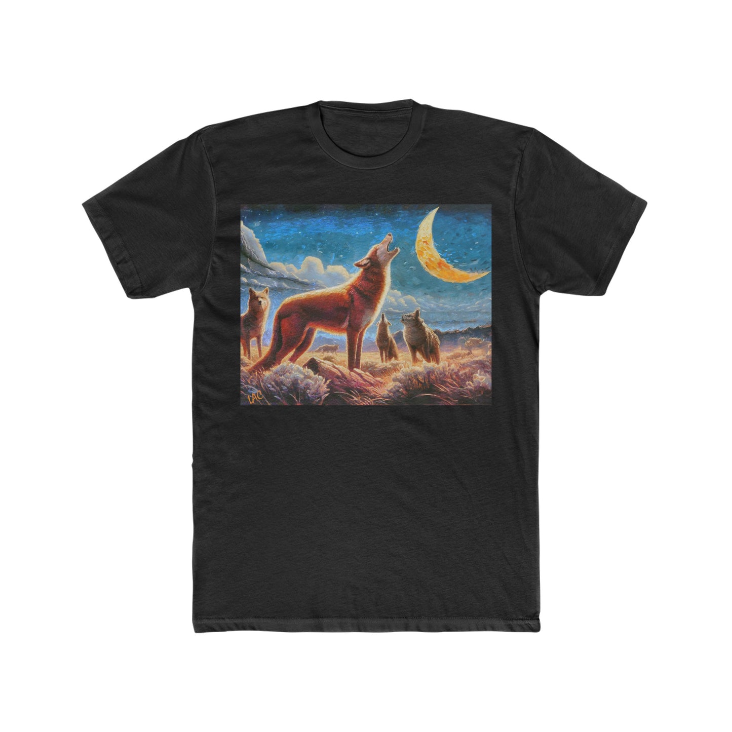 Coyotees in Moonlight Men's Fitted Cotton Crew Tee