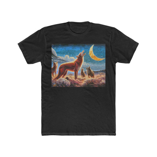 Coyotees in Moonlight Men's Fitted Cotton Crew Tee