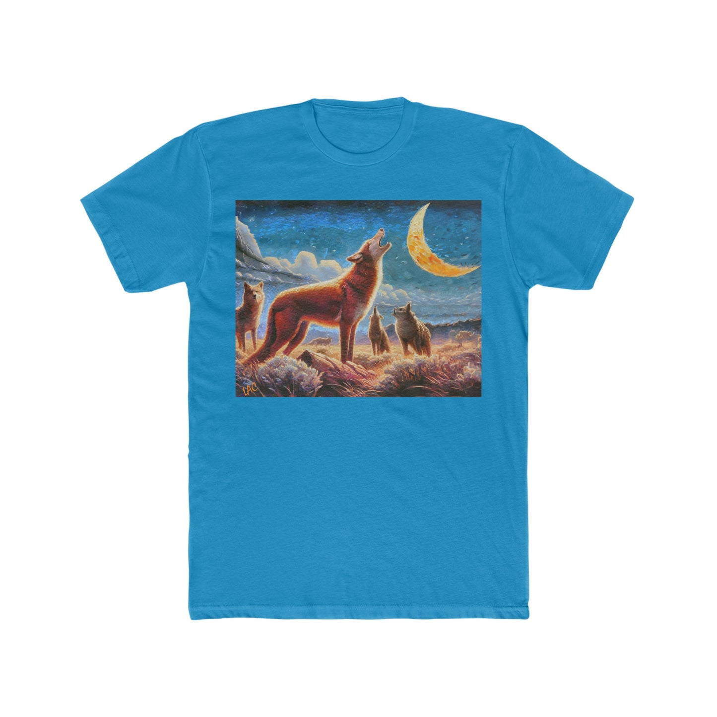 Coyotees in Moonlight Men's Fitted Cotton Crew Tee