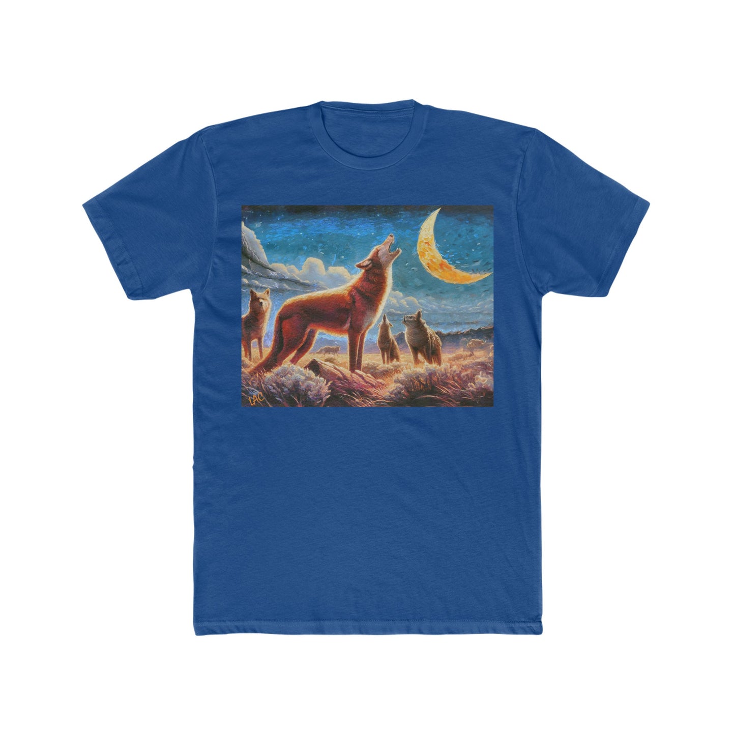 Coyotees in Moonlight Men's Fitted Cotton Crew Tee