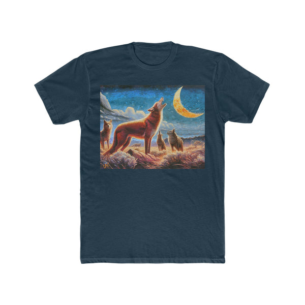 Coyotes in Moonlight --  Men's Fitted Cotton Crew Tee