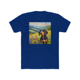Black & Tan Coonhound Men's Fitted Cotton Crew Tee