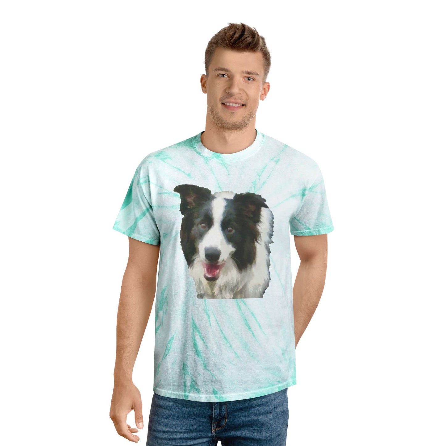 Border Collie #2 - Unisex Cotton Tie-Dye Tee, Cyclone