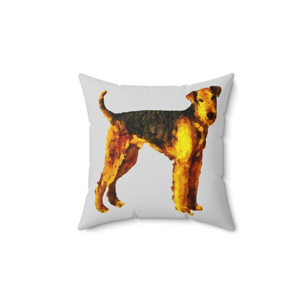 Airedale Terrier 'Lucy' Spun Polyester Throw Pillow