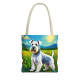 White Schnauzer Polyester Tote Bag (AOP)