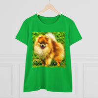 Pomeranian 'Pom Pom' Women's Midweight Cotton Tee