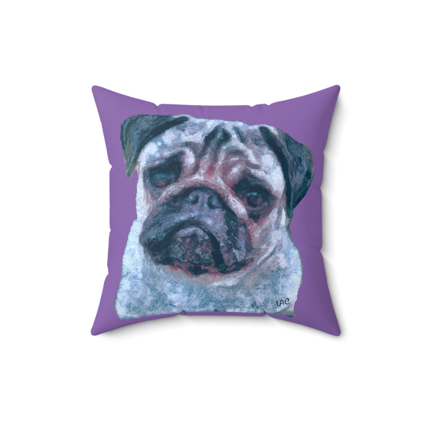 Pug 'Pompey' Spun Polyester Throw Pillow