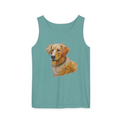 Golden Retriever Puppy - Unisex Relaxed Fit Garment-Dyed Tank Top