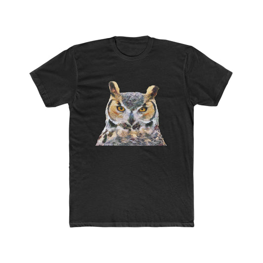 Great Horned Owl 'Hooty' --  Men's Fitted Cotton Crew Tee