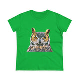 Great Horned Owl 'Hooty' Women's Midweight Cotton Tee