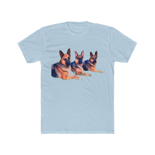 German Shepherd Trio Men's Fitted Cotton Crew Tee