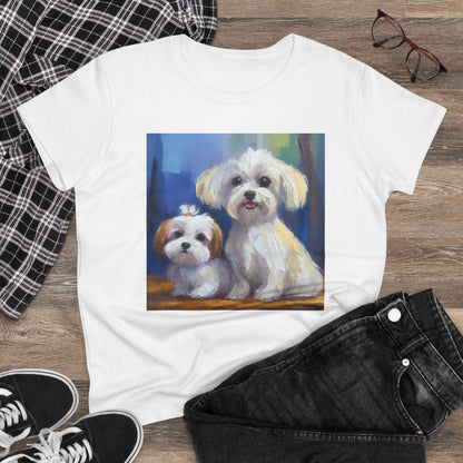 Maltese Puppies Women's Midweight Cotton Tee