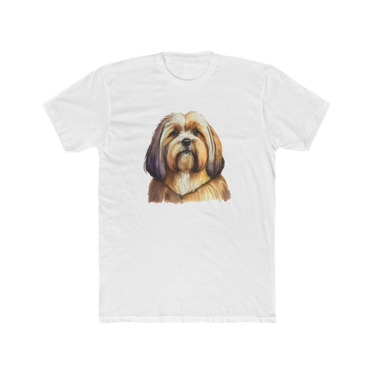 Lhasa Apso Men's Fitted Cotton Crew Tee