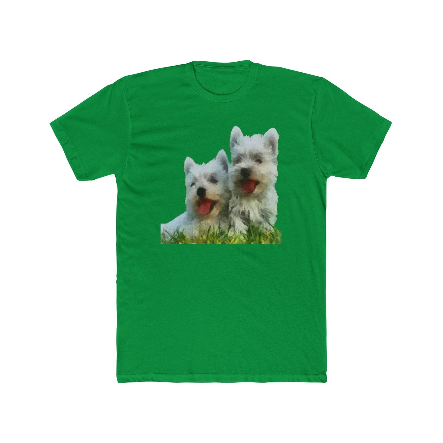 Elegant West Highland Terrier Artistic Painting Men's Fitted Cotton Crew Tee