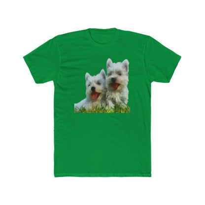 Elegant West Highland Terrier Artistic Painting Men's Fitted Cotton Crew Tee