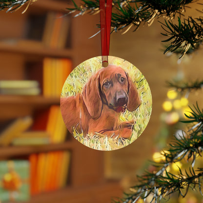 Redbone Coonhound Christmas Tree Metal Ornaments