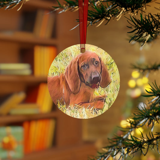 Redbone Coonhound Christmas Tree Metal Ornaments