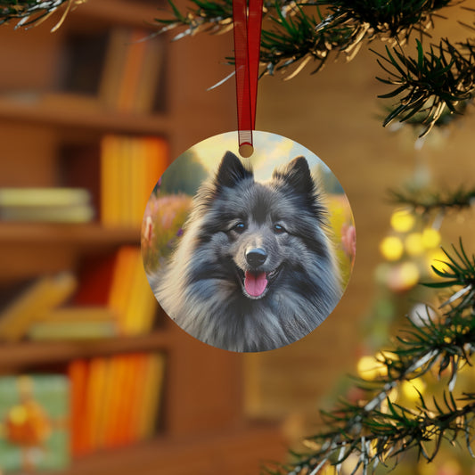 Keeshond Christmas Tree Metal Ornaments