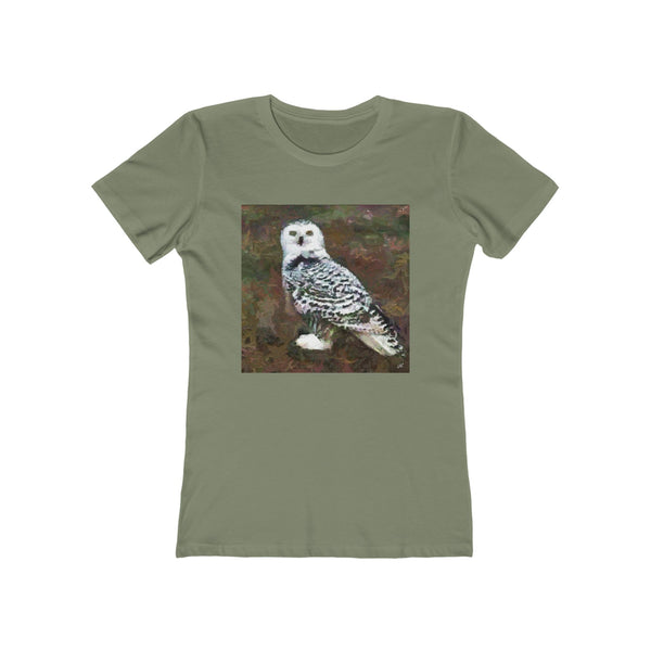 Snowy White Owl - Women's Slim Fit Ringspun Cotton T-Shirt