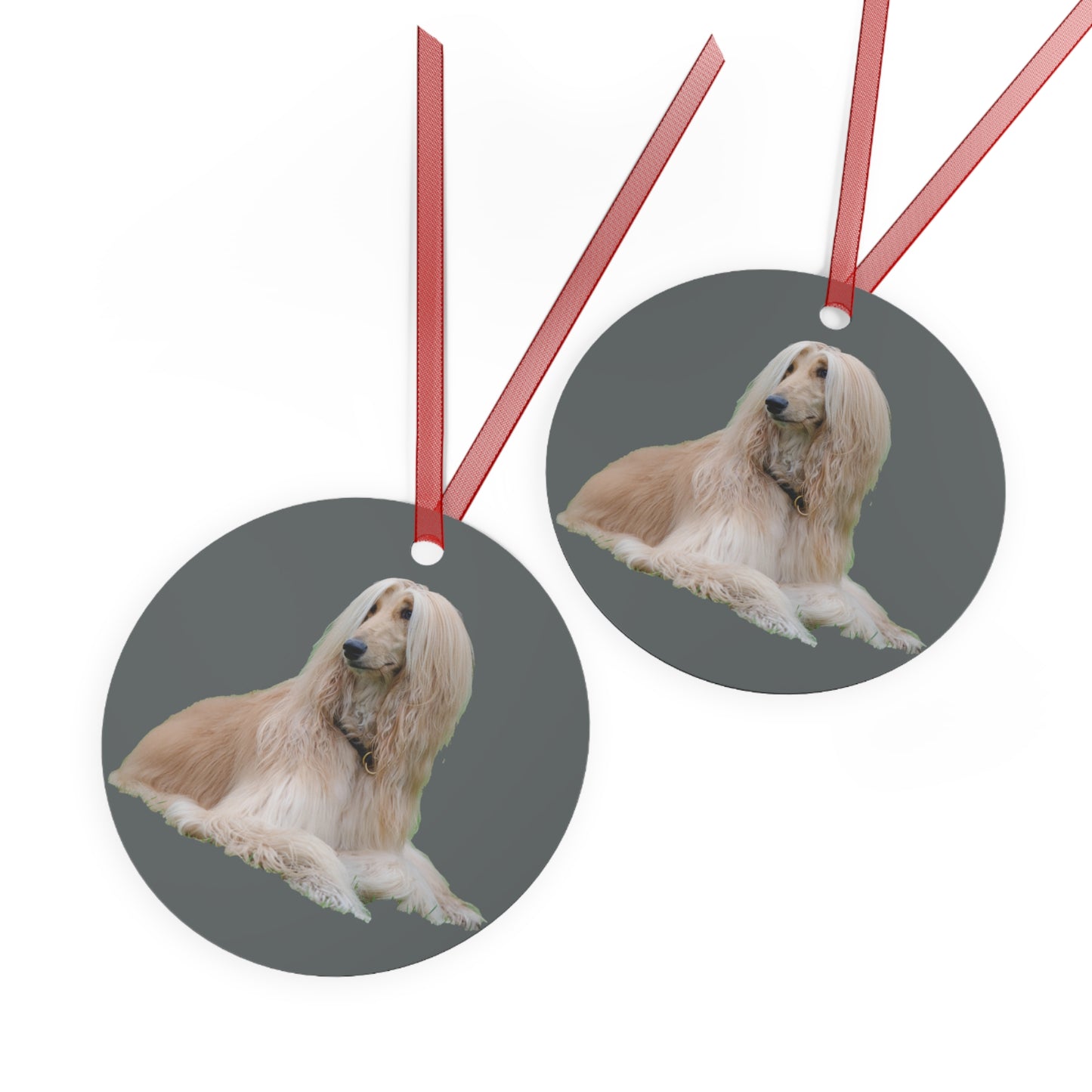 Afghan Hound Christmas Tree Metal Ornaments
