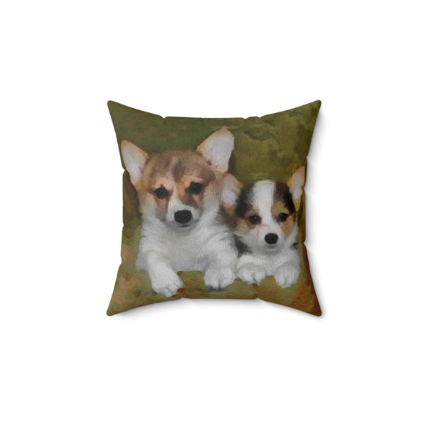 Welsh Corgi 'Cousins' Spun Polyester Throw Pillow