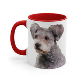 Watercolor Hungarian Pumi Dog Accent Mug — Cute Small Dog Portrait 11oz