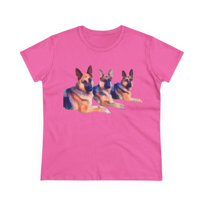 German Shepherd 'Trio' Women's Midweight Cotton Tee