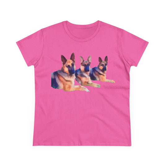 German Shepherd 'Trio' Women's Midweight Cotton Tee