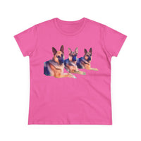 German Shepherd 'Trio' Women's Midweight Cotton Tee