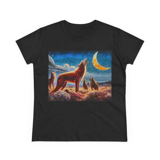 Coyotees under Moonlight Women's Midweight Cotton Tee