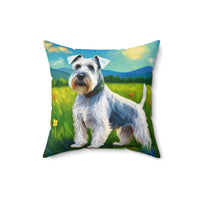 White Schnauzer Spun Polyester Throw Pillow