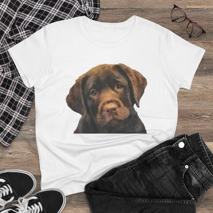 Chocolate Labrador Puppy 'Chocolate Lab' Women's Midweight Cotton Tee
