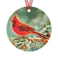 Winter Cardinal - Christmas Tree  Metal Ornaments