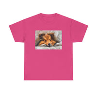 Shetland Sheepdog 'Sleepy Sheltie' Unisex Heavy Cotton Tee