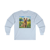 Briard in French Countryside Unisex Cotton Long Sleeve Tee