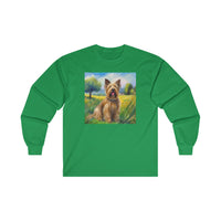 Briard in French Countryside Unisex Cotton Long Sleeve Tee