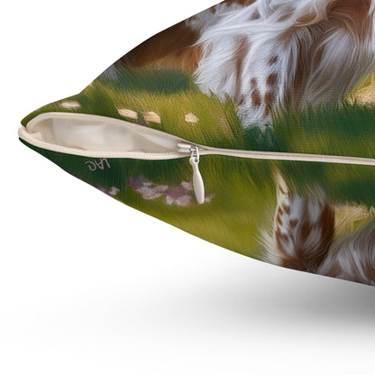 Charming English Setter Spun Polyester Throw Pillow