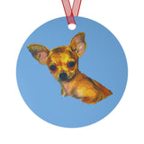 Chihuahua 'Belle' Christmas Tree  Metal Ornaments