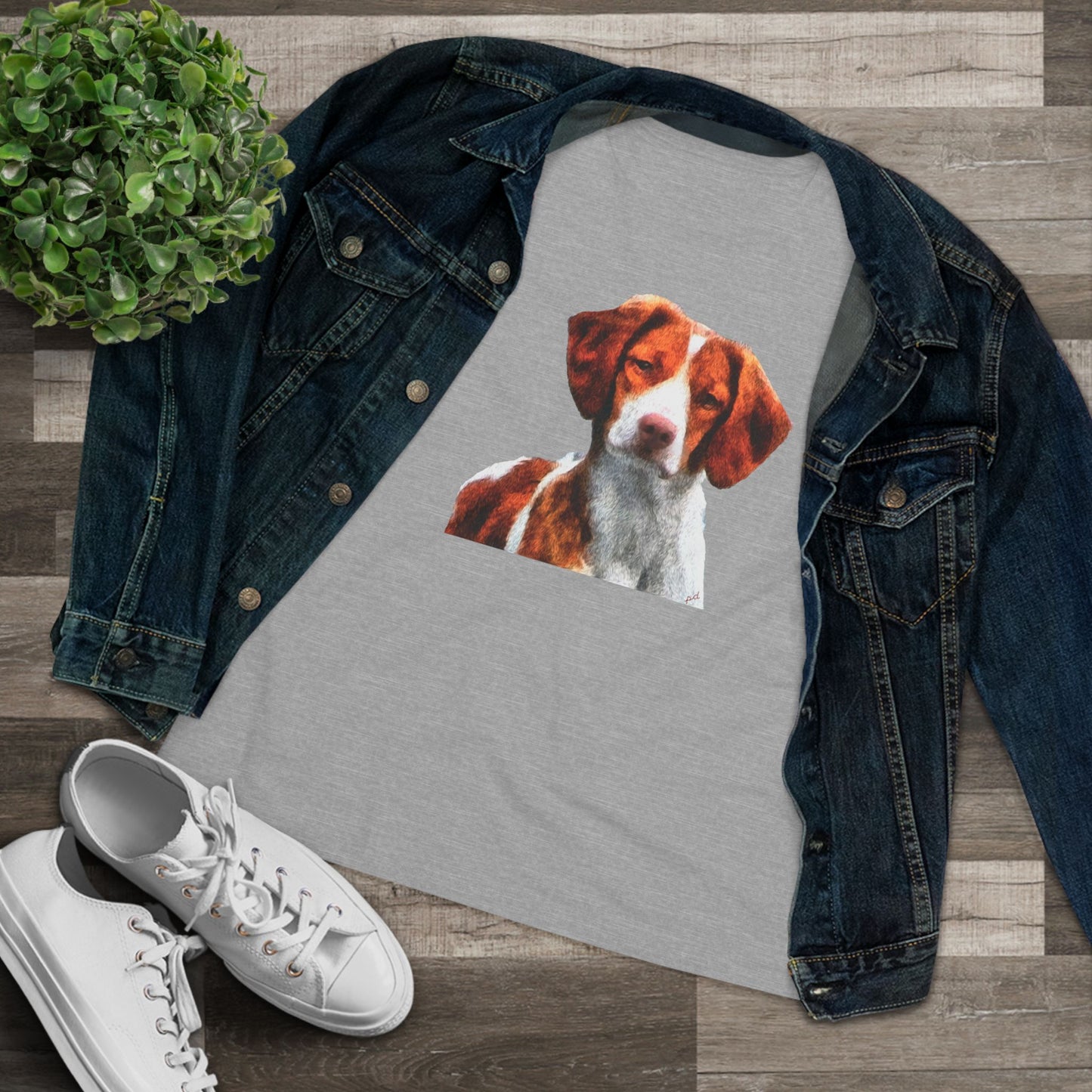 Brittany Spaniel 'Gunner' Women's Relaxed Fit Cotton Tee