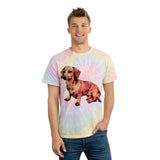 Dachshund 'Simone' Unisex Cotton Tie-Dye Tee, Spiral